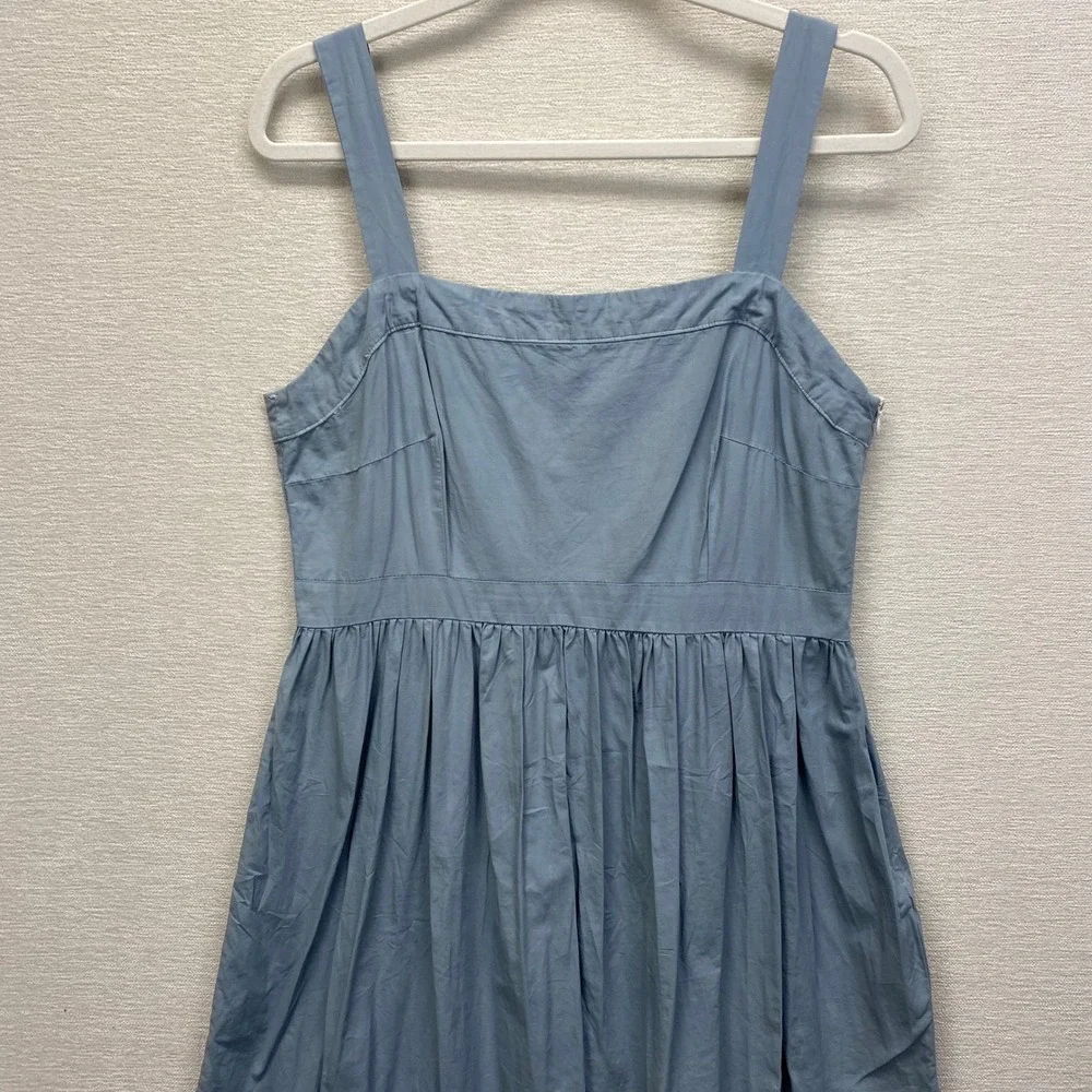 Umgee USA Women Blue Tiered Midi Dress Square Neck Sleeveless Cotton Blend Sz M - Picture 2 of 9